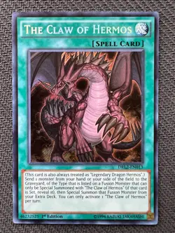 Yugioh The Claw of Hermos 1st Edition Secret Rare DRL2-EN013 NM - Image 1
