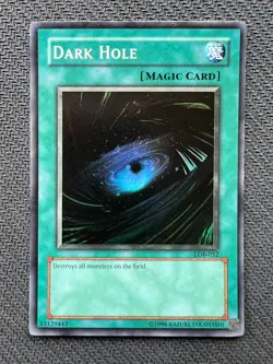 Yugioh Dark Hole Unlimited Edition Super Rare LOB-052 NM - Image 1