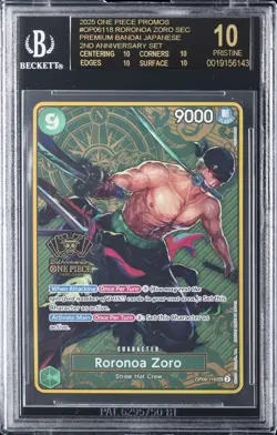 2025 ONE PIECE JAPANESE 2ND ANNIVERSARY OP06-118 RORONOA ZORO BGS 10 BLACK LABEL - Image 1
