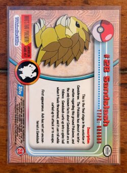 1999 Topps Pokemon Sandslash #28 TV Animation Edition 1st Print Blue Logo - Image 2