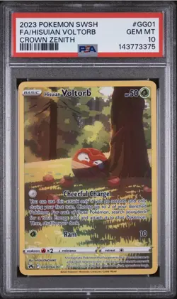 2023 POKEMON SWORD & SHIELD CROWN ZENITH #GG01 FULL ART/HISUIAN VOLTORB PSA 10 - Image 1