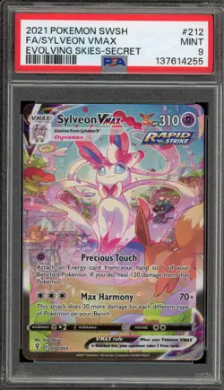 Pokemon Sylveon VMAX Evolving Skies Secret Rare Full Alt Art #212 PSA 9 Mint - Image 1