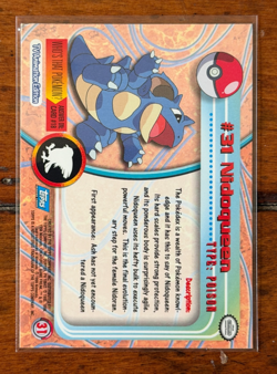1999 Topps Pokemon Nidoqueen #31 FOIL HOLO TV Animation Series Blue Logo 1st - Image 2
