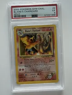 2000 Pokemon Gym Challenge Blaine’s Charizard Holo #2 PSA 5 EX - Image 1