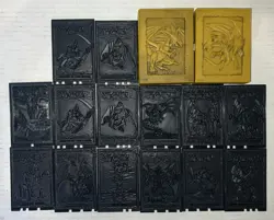 Vintage 1996 Yu-Gi-Oh Black Plastic Molds Cards Stamps 14 & 2 3D Monster Blocks - Image 1