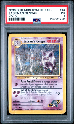 PSA 1 2000 Pokemon Gym Heroes Sabrina's Gengar 14/132 Holo Foil Rare - Image 1