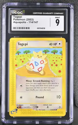CGC MINT 9 Pokemon Togepi 114/147 2003 Aquapolis - Image 1