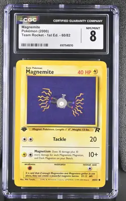 CGC NEAR MINT 8 Pokemon Magnemite 60/82 2000 Team Rocket 1st Edition - Image 1