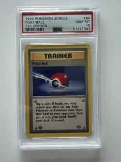 1999 Pokemon Jungle Poke Ball Trainer 1st Edition #64 PSA 10 GEM MINT - Image 1