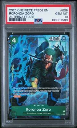 2025 ONE PIECE PRB02-PREMIUM BOOSTER ALTERNATE ART #006 RORONOA ZORO PSA 10 - Image 1