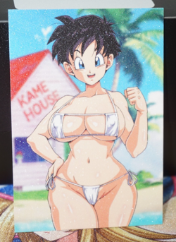 Videl Short Dragon Ball Z DBZ Sexy Bikini Swimsuit Textured Waifu Custom Card - Image 1