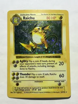 Pokemon TCG Raichu Base Set Holo Shadowless Rare Card 14/102 - Image 1