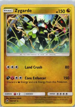 Pokemon TCG Zygarde 100/147 Burning Shadows Holo HP - Image 1