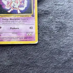 1999 Pokemon MEWTWO Psyburn WB Gold Stamp Movie Foil with Black Star Promo #150 - Image 4