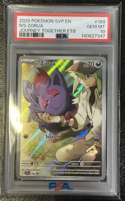 Pokemon TCG N's Zorua 189 Journey Together ETB Promo Card PSA 10 - Image 1