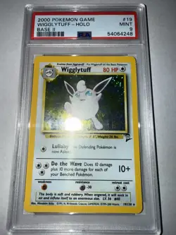 Pokemon TCG Wigglytuff Base Set 2 Holo Unlimited Rare Card 19/130 PSA 9 Mint - Image 1
