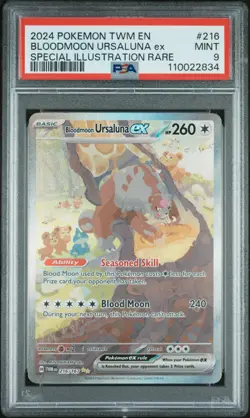 2024 Pokemon Twilight Masquerade Bloodmoon Ursaluna EX SIR PSA 9 #216 - Image 1