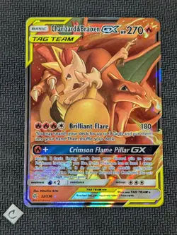 Charizard & Braixen GX 22/236 - Cosmic Eclipse Tag Team Pokemon TCG NM - Image 1