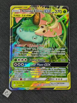 Venusaur & Snivy GX 1/236 - Cosmic Eclipse Tag Team Ultra Rare Pokemon TCG NM - Image 1