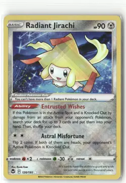 Pokemon Radiant Jirachi Radiant Rare SWSH12: Silver Tempest 120/195 - Image 1
