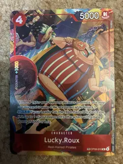One Piece Lucky.Roux FOIL (TR) OP09-015 A Fist of Divine Speed Treasure Rare NM - Image 1