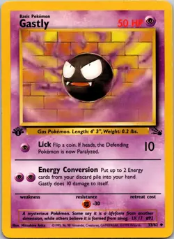 Gastly 33/62 Fossil 1st Edition LP Pokemon Card TCG - Image 1