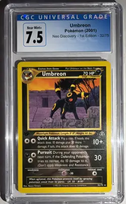 CGC 7.5 Umbreon 2001 Neo Discovery 1st Edition 32/75 Rare Pokemon - Old Label - Image 1