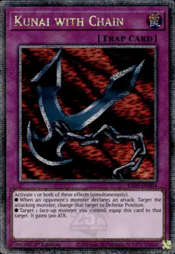 Kunai With Chain - Quarter Century Secret Rare 1st Edition RA03-EN204 NM YuGiOh - Image 1