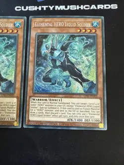 YUGIOH ELEMENTAL HERO LIQUID SODIER SECRET RARE LDS3-EN103 LIMITED EDITION X2 - Image 3