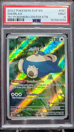 Pokemon Center 151 ETB Snorlax SVP 051 Stamp Promo Card PSA 9 Mint Condition - Image 2