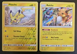 Pikachu 40/147 RH Raichu 41/147 Holo Burning Shadows Pokemon TCG Pokemon Card NM - Image 1