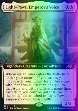 MTG Light-Paws, Emperor's Voice (439/606) Kamigawa Neon Dynasty LP FOIL - Image 1