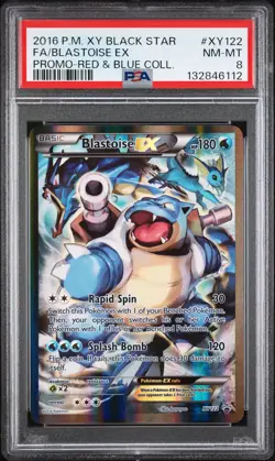 2016 XY PROMO 121 FULL ART BLASTOISE EX PSA 8 Pokemon TCG - Image 1