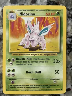Nidorino 37/102, Nidoran 55/102 NM 1999 Base Set Pokemon Card Bundle! - Image 3