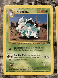Nidorina 40/64, Nidoran 57/64 NM 1999 Pokemon Base Set Pokemon Card Bundle! - Image 3
