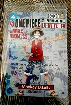One Piece Monkey D. Luffy US College Basketball SEALED Promo Card RUTGERS - Image 1