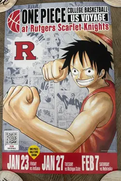 One Piece Monkey D. Luffy US College Basketball SEALED Promo Card RUTGERS - Image 3