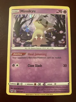 Mimikyu 081/189 SWSH03: Darkness Ablaze Holo Rare Pokemon TCG Card NM - Image 1