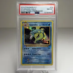 2016 POKEMON XY EVOLUTIONS PRERELEASE #34 GYARADOS-HOLO PSA 8 - Image 1