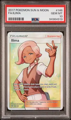 PSA 10 Ilima 146/149 Full Art Trainer Sun & Moon Base 2017 Pokemon Card - Image 1
