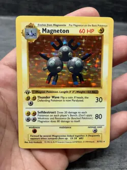 Pokemon Base Set Shadowless Magneton 1st Edition Holo Rare 9/102 (Thick Stamp) - Image 1