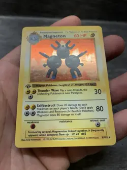 Pokemon Base Set Shadowless Magneton 1st Edition Holo Rare 9/102 (Thick Stamp) - Image 2