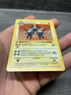 Pokemon Base Set Shadowless Magneton 1st Edition Holo Rare 9/102 (Thick Stamp) - Image 3