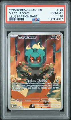 2025 POKEMON MEG EN-MEGA EVOLUTION ILLUSTRATION RARE #146 MARSHADOW PSA 10 - Image 1