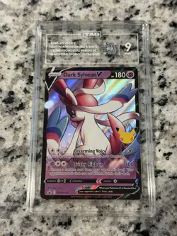 2021 POKEMON SWSH BLACK STAR PROMO CELEBRATIONS DARK SYLVEON V TAG 9 PSA - Image 1