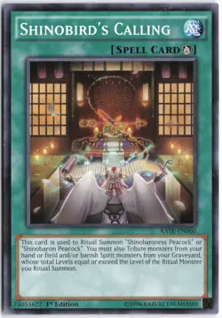 Yugioh - Shinobird's Calling RATE-EN060 1st Edition - Raging Tempest - Image 1