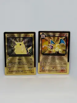 Charizard and Pikachu Gold Metal Card Ultra Premium Collection Box Promo Card - Image 1