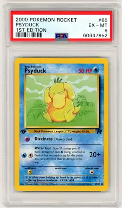 2000 Pokemon Team Rocket #65 Psyduck 1st Edition PSA 6 - Image 1