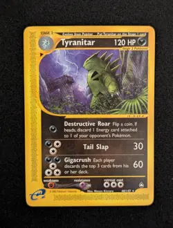 Pokemon TCG Tyranitar 40 Aquapolis Non-Holo Rare WOTC English E Reader - Image 1