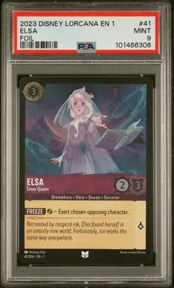 2023 DISNEY LORCANA EN 1-THE FIRST CHAPTER FOIL #41 ELSA - SNOW QUEEN PSA 9 - Image 1